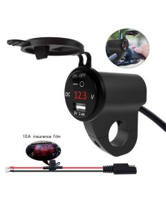 2.4A USB Power socket Aluminium body with voltmeter for Motorcycle and electric bike