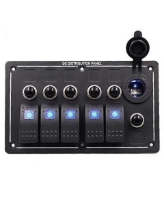 3 Pin Aluminium Switch Panel DC Distribution Panel with Cigar lighter power socket