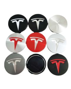 4pcs Wheel Center Caps Emblem 57mm Hub Cover Badges Logo For Tesla Model S X 3