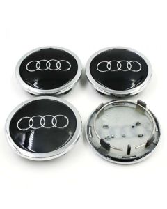 4pcs Wheel Center Caps for Audi /77mm Black/Chrome