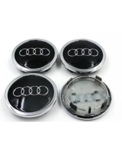 4pcs Wheel Center Caps for Audi /61mm Black/Chrome