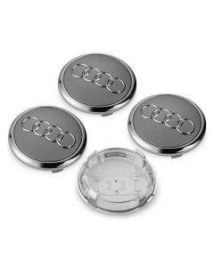 4pcs Wheel Center Caps for Audi /61mm Grey/Chrome