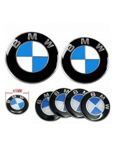 7pcs Set BMW BlueWhite Hood Trunk Badge Steering Emblem logo Wheel Center Hub Caps 8278mm