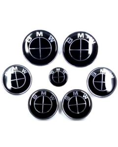  7pcslot New BMW Full Black Emblem Logo Badge Set 8274mm
