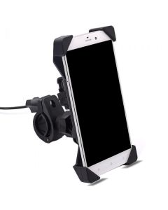 Adjustable Phone holder with USB Power port Mounted on Bycycle or Motorbycycle