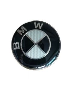 BMW 78mm Black/Silver carbon fiber TRUNK EMBLEM 2Pin LOGO for E38 E65 E66 E31 E53 Z3 MZ3 BADGE