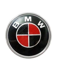 82mm New BMW Black/Red carbon fiber front hood emblem rear trunk emblem