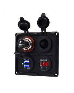 Dual Cigar lighter socket with dual USB outlets and digital display voltmeter