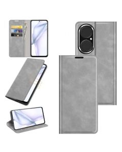 Huawei P50 Super Soft Leather Flip Cover Phone Case Dual Invisible Magnets Snap