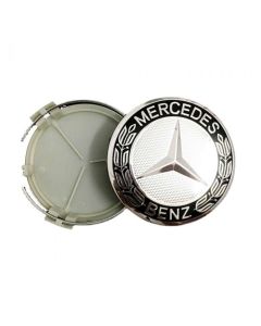 4pcs Mercedes Benz star and laurel wreath logo 75mm wheel center caps (Black)