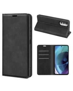Motorola moto g51 5G Super Soft Leather Flip Cover Phone Case Dual Invisible Magnets Snap