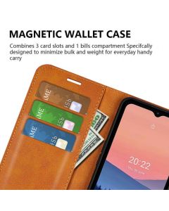 Nokia C21 Flip Cover Leather Wallet Case with Rectangle Magnetic Snap