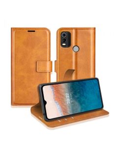 Nokia C21 Plus Flip Cover Leather Wallet Case with Rectangle Magnetic Snap