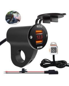 QC3.0 Fast charge USB Power socket with voltmeter for Motorbike and electric bike