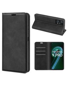 Realme 9 Pro Super Soft Leather Flip Cover Phone Case Dual Invisible Magnets Snap