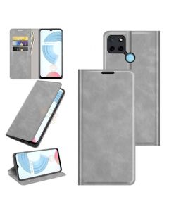Realme C21Y Super Soft Leather Flip Cover Phone Case Dual Invisible Magnets Snap