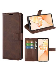 realme C31 Flip Cover Leather Wallet Case with Rectangle Magnetic Snap
