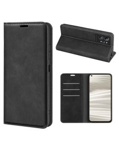 realme GT 2 Pro Super Soft Leather Flip Cover Phone Case Dual Invisible Magnets Snap
