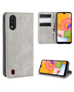 Samsung Galaxy A01 Super Soft Leather Flip Cover Phone Case Dual Invisible Magnets Snap