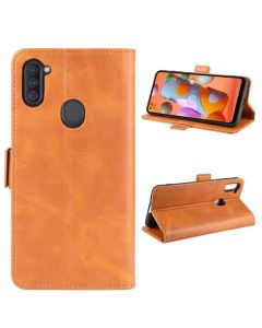 Samsung Galaxy A11 Flip Cover Leather Wallet Case with Dual Magnetic Closure