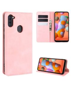 Samsung Galaxy A11 Super Soft Leather Flip Cover Phone Case Dual Invisible Magnets Snap