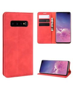 Samsung Galaxy S10 Plus Super Soft Leather Flip Cover Phone Case Dual Invisible Magnets Snap