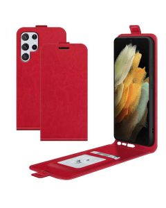 Samsung Galaxy S22 Ultra Leather Flip Phone Case Flip Cover Vertical Open Wallet Case