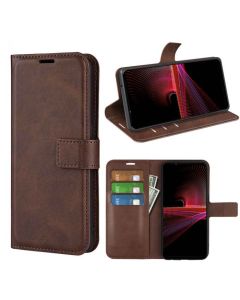 Sony Xperia 1 IV Flip Cover Leather Wallet Case with Rectangle Magnetic Snap