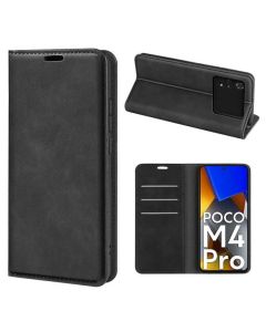 Xiaomi Poco M4 Pro 4G Super Soft Leather Flip Cover Phone Case Dual Invisible Magnets Snap