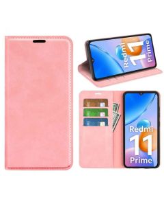 Xiaomi Redmi 11 Prime 4G Super Soft Leather Flip Cover Phone Case Dual Invisible Magnets Snap