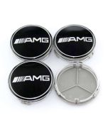 4pcs New Black AMG LOGO MERCEDES BENZ 75MM 3INCH Wheel Center Caps HUB Caps for ML SL CLK SLK