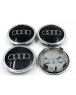 4pcs Wheel Center Caps for Audi /69mm Black/Chrome