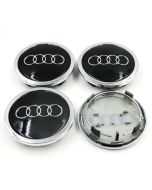 4pcs Wheel Center Caps for Audi /77mm Black/Chrome