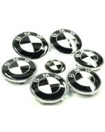 7pcs/lot New BMW Black/Silver Real Carbon Fiber Emblem Logo Badge Set 82/74mm