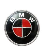 82mm New BMW Black/Red carbon fiber front hood emblem rear trunk emblem