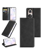 Honor 50 Pro Super Soft Leather Flip Cover Phone Case Dual Invisible Magnets Snap