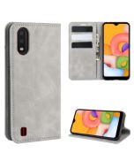 Samsung Galaxy A01 Super Soft Leather Flip Cover Phone Case Dual Invisible Magnets Snap