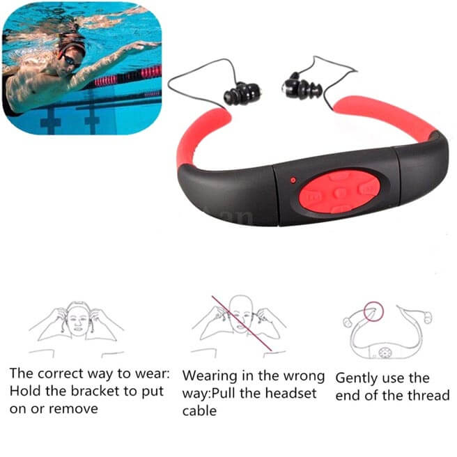Waterproof Sport Headset MP3 Player FM Radio Swimming Surfing Diving Cool