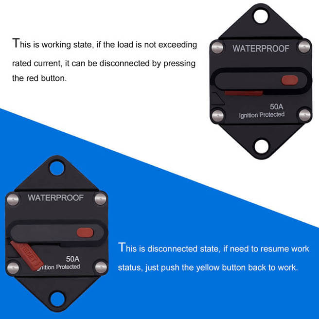 Weatherproof Circuit Breakers with Switch Ignition Protected Panel Mount Manual Reset E96