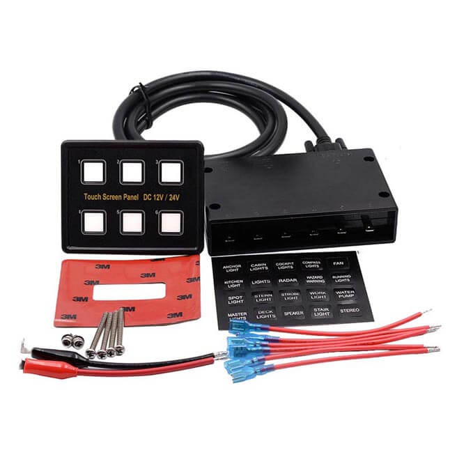 Touch Switch Panel with Circuit Control Box & VGA Cable for Car Truck Boat Yacht Marine