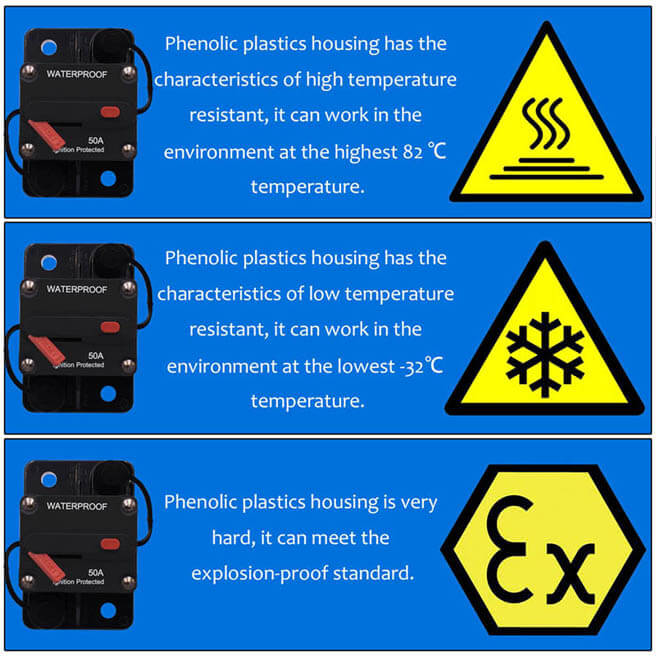 Weatherproof Circuit Breakers with Switch Ignition Protected Panel Mount Manual Reset E99