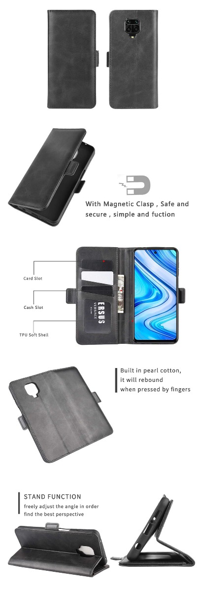 Redmi Note 9 Pro Redmi Note 9S Flip Cover Leather Wallet Case with Dual Magnetic Closure
