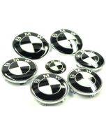 7pcs/lot New BMW Black/Silver Real Carbon Fiber Emblem Logo Badge Set 82/74mm

