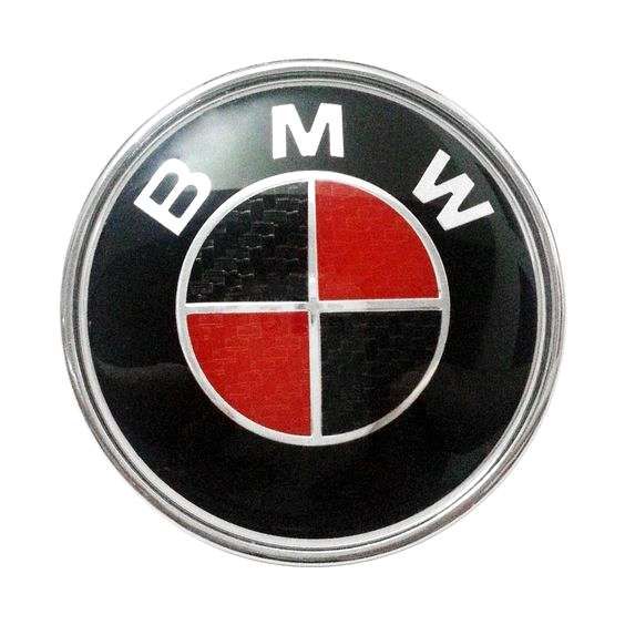 82mm New BMW Black/Red carbon fiber front hood emblem rear trunk emblem