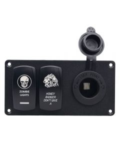5-Pin Aluminium Combination Switch Panel with Dual Switch and Cigar Lighter for Auto Yacht Boat