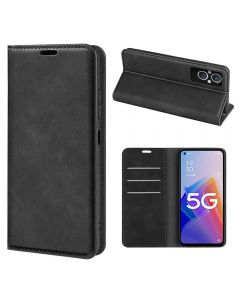 OPPO A96 5G Super Soft Leather Flip Cover Phone Case Dual Invisible Magnets Snap