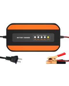 Safe and Portable Intelligent Battery Charger Digital Display US Plug Orange