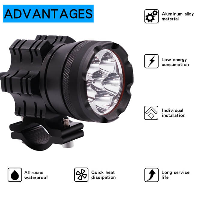 2pcs 6 beads LED Headlight in Aluminium shell with accessories kit for Motorcycle, Electric bike