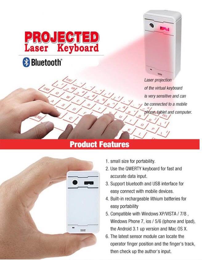 Latest Laser projection virtual keyboard wireless virtual laser keyboard