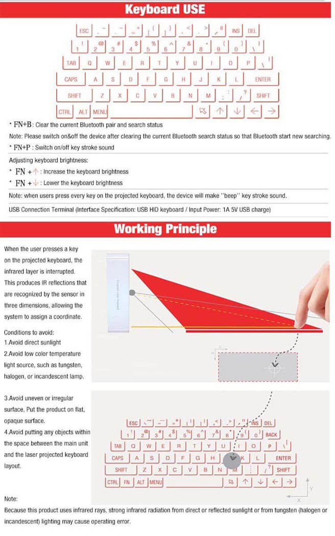 Latest Laser projection virtual keyboard wireless virtual laser keyboard